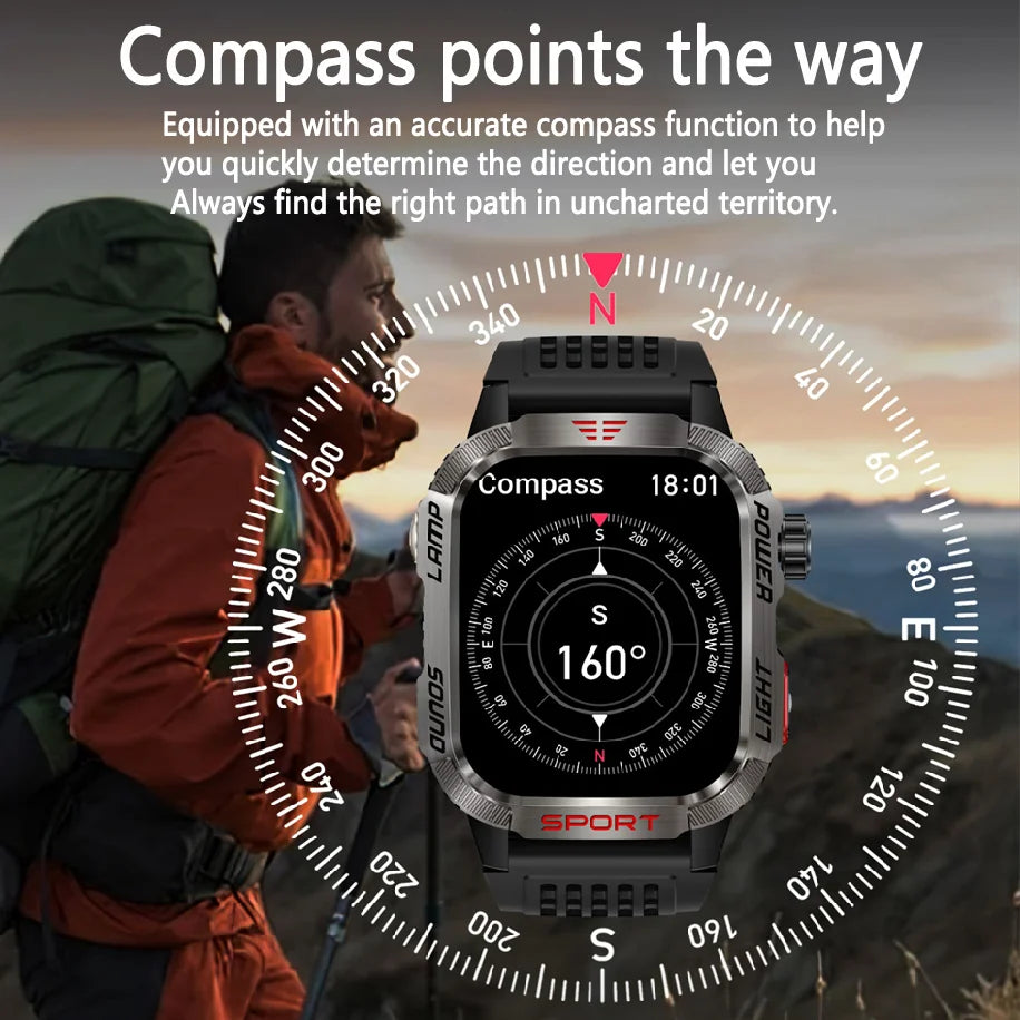 New GPS Smart Watch Men Flashlight Compass Waterproof 600mAh Battery Outdoor Sport Tracker Bluetooth Call Smartwatch
