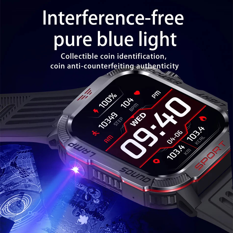 New GPS Smart Watch Men Flashlight Compass Waterproof 600mAh Battery Outdoor Sport Tracker Bluetooth Call Smartwatch