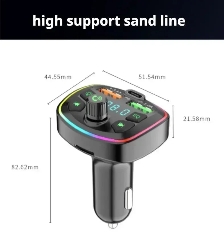 Car Bluetooth FM Transmitter - Dual USB PD Charging, Hands-Free Calling & Mp3