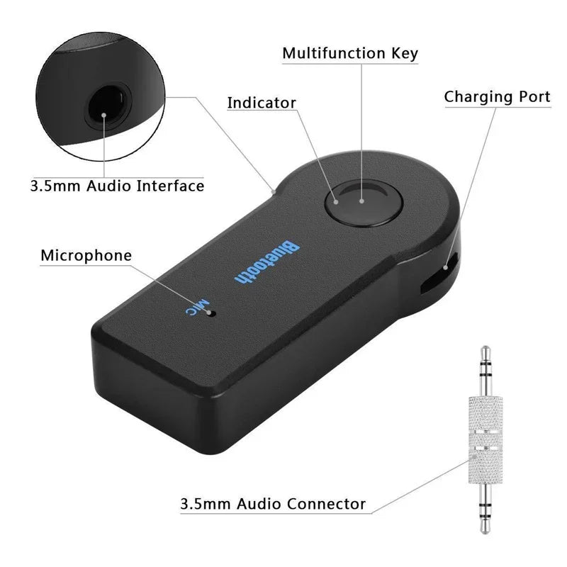 2 in 1 Bluetooth 5.0 Audio Receiver Transmitter 3.5mm AUX Adapter for Car Music Handsfree Headphone