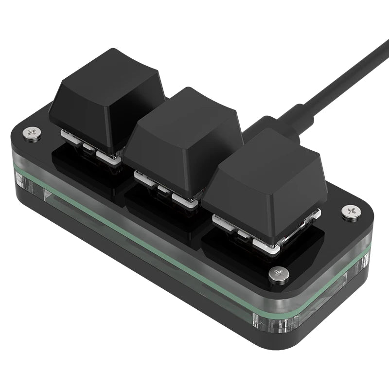 RGB 3 Keys Macro Programming Mini Keyboard for Photoshop Gaming Hotswap Programming Keypad Copy Paste Mini Button Macropad