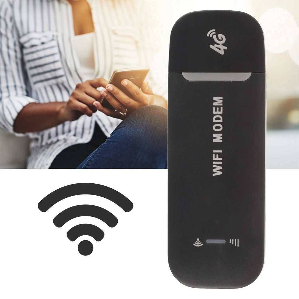 WiFi Router Black Stable Easy Connection USB Plug and Play 4G LTE Router for Hotspot Micro SIM Card Phone PC