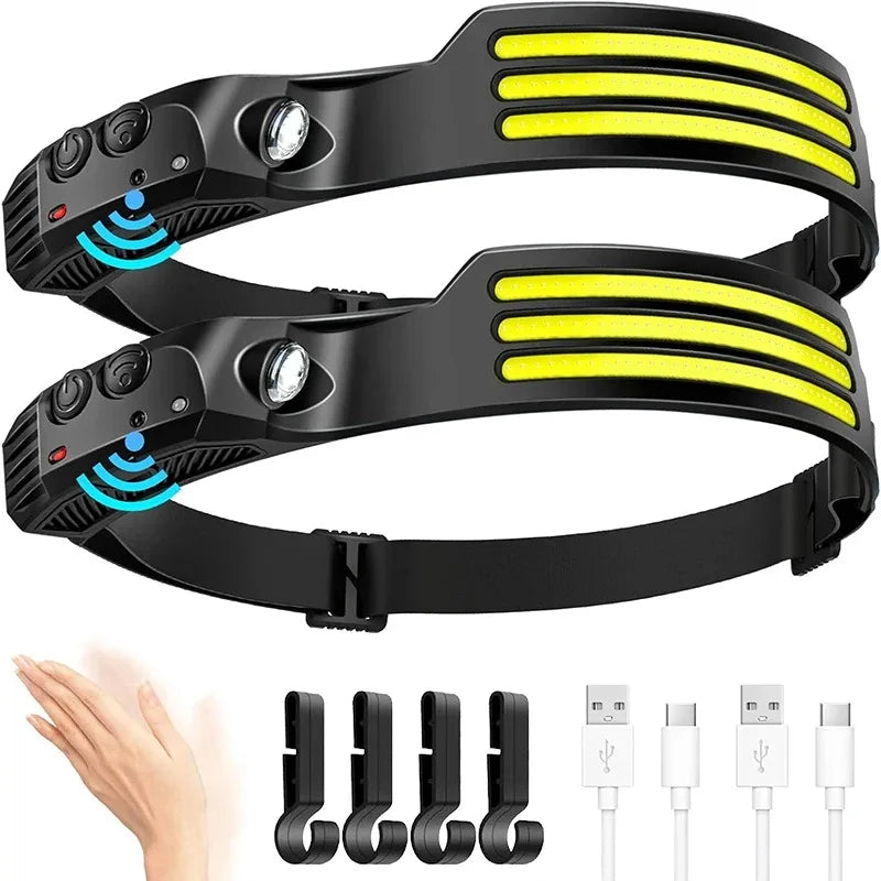 USB Rechargeable LED Induction Headlamp with Built-in Battery Head Flashlight Outdoor Camping Fishing Head Lantern