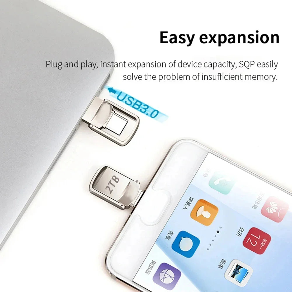 USB Flash Drive 2TB  3.2 Type C PenDrive Memory Stick 256GB 1TB 2TB Pen Drive Flash Disk for PC Smartphone Storage U Disk
