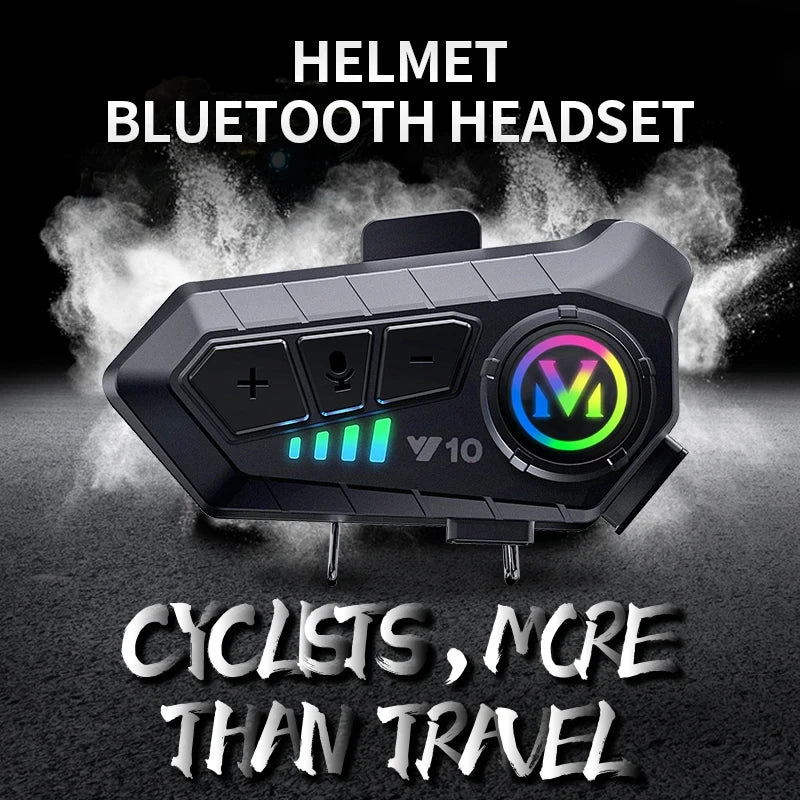 Y10 Motorcycle Helmet Headset Stereo Voice Control Bluetooth Hands Free Call  2000mAh With Ambient Light