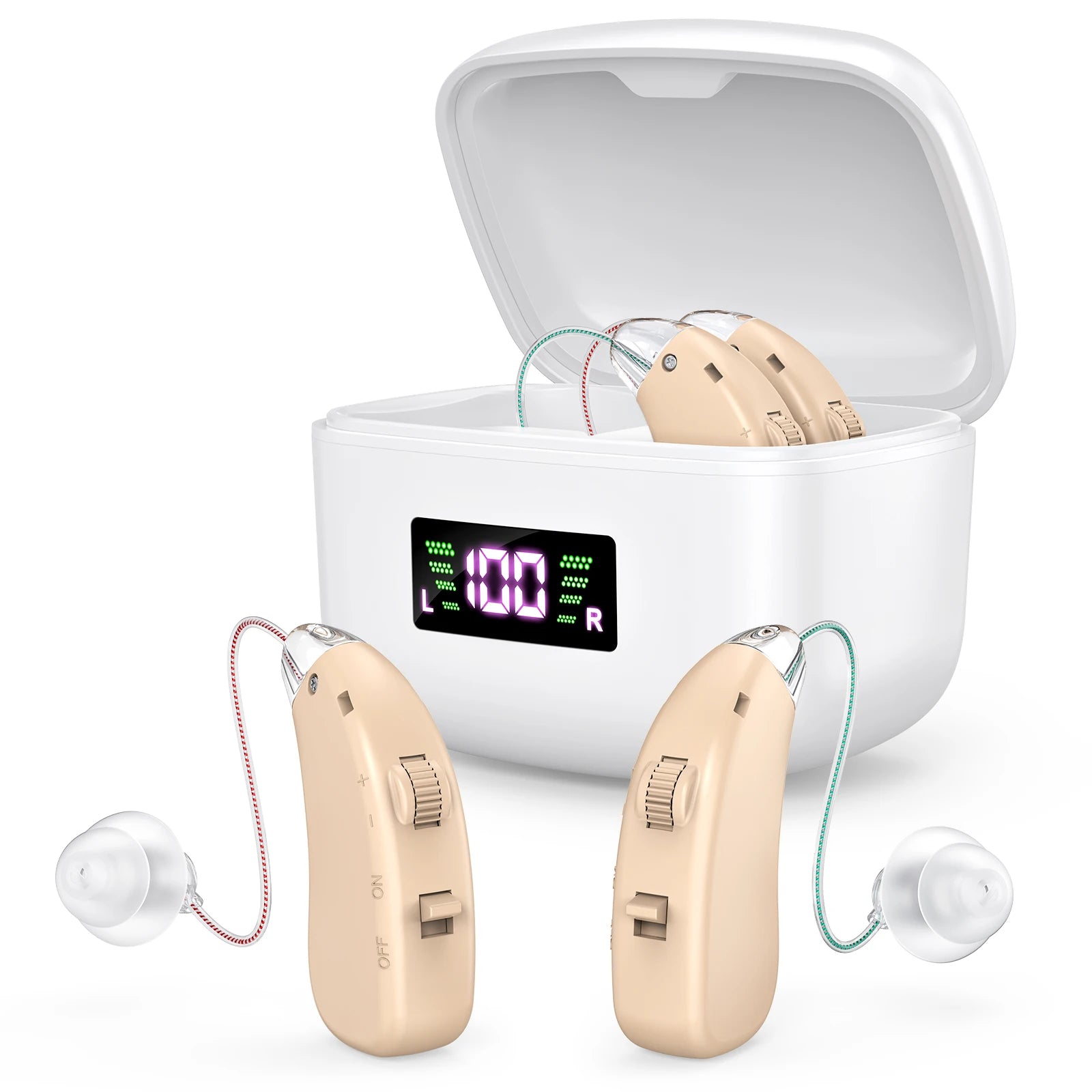Digital hearing aid for the elderly rechargeable hearing aid for the deaf adjustable sound amplifier portable charging case