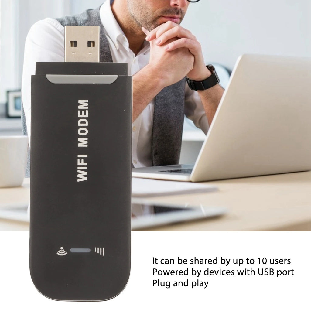 WiFi Router Black Stable Easy Connection USB Plug and Play 4G LTE Router for Hotspot Micro SIM Card Phone PC