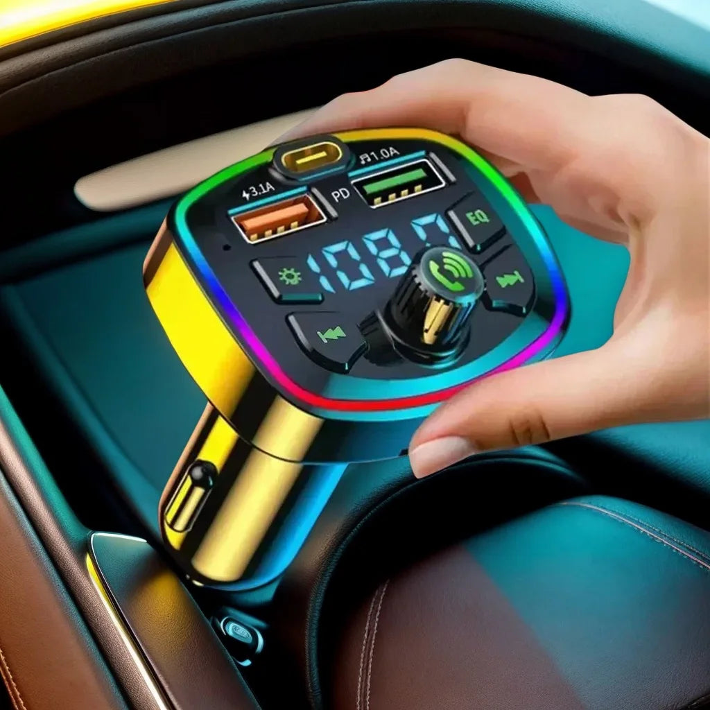 Car Bluetooth FM Transmitter - Dual USB PD Charging, Hands-Free Calling & Mp3