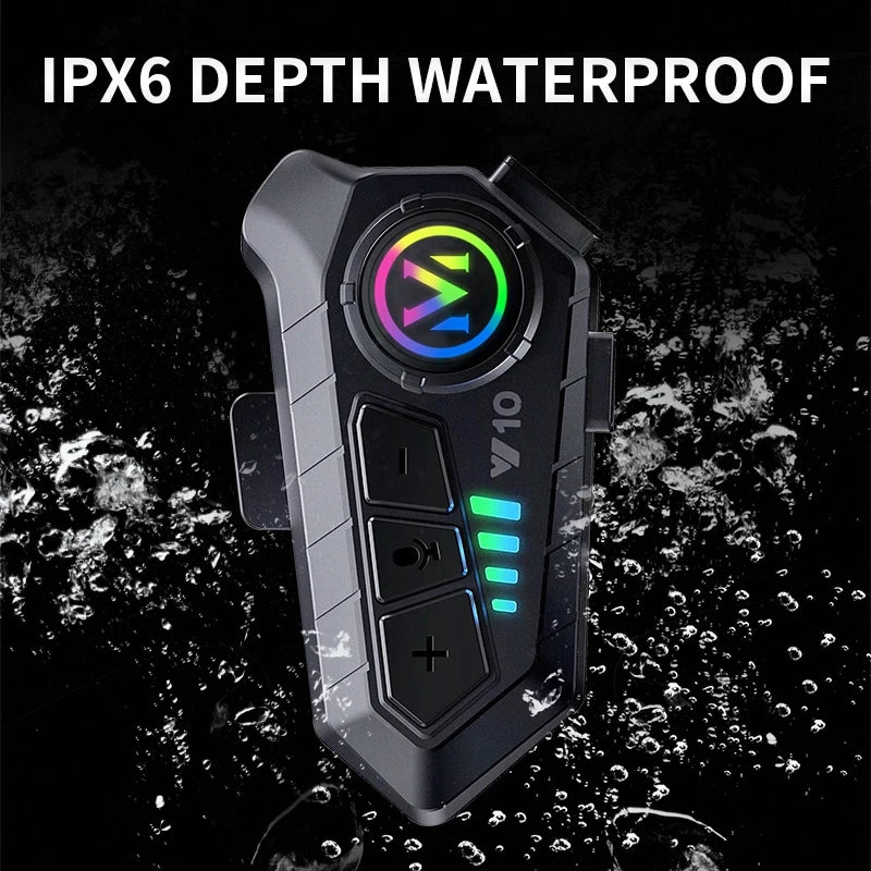 Y10 Motorcycle Helmet Headset Stereo Voice Control Bluetooth Hands Free Call  2000mAh With Ambient Light