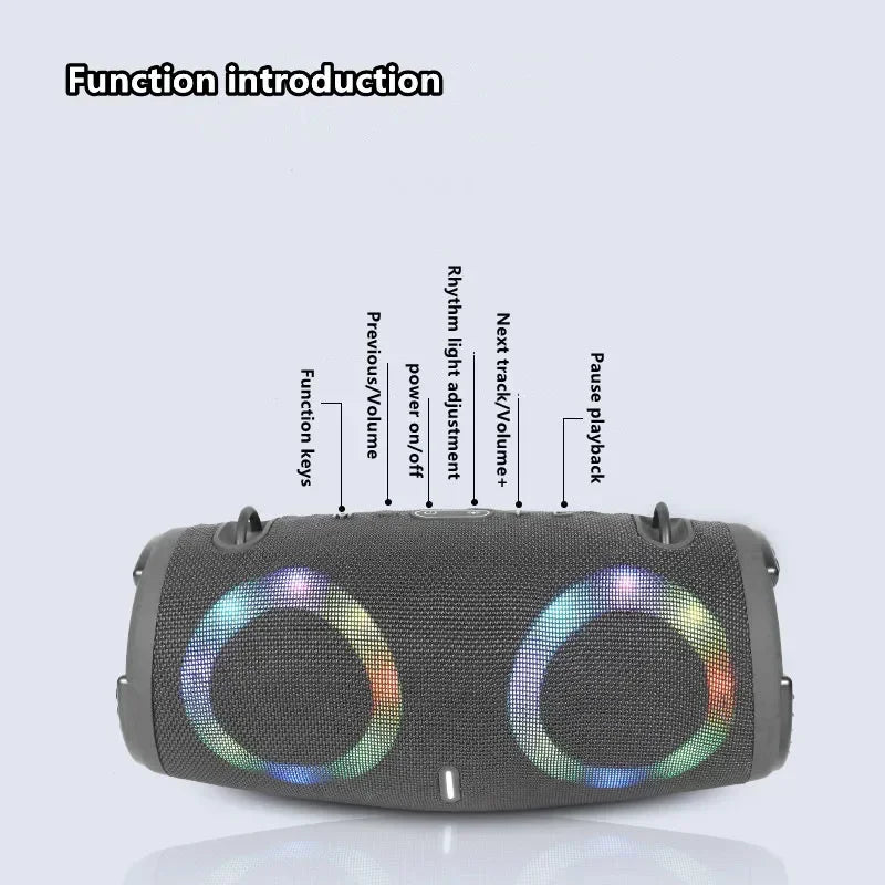 30W high power bluetooth speaker portable RGB colorful light waterproof wireless subwoofer 360 stereo surround
