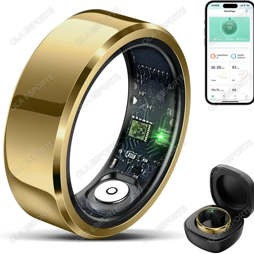 2026 Smart Ring Blood Pressure Heart Rate Sleep Monitoring Smartring IP68 & 5ATM Waterproof Multi-sport Mode Smartring Man Women