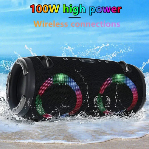30W high power bluetooth speaker portable RGB colorful light waterproof wireless subwoofer 360 stereo surround