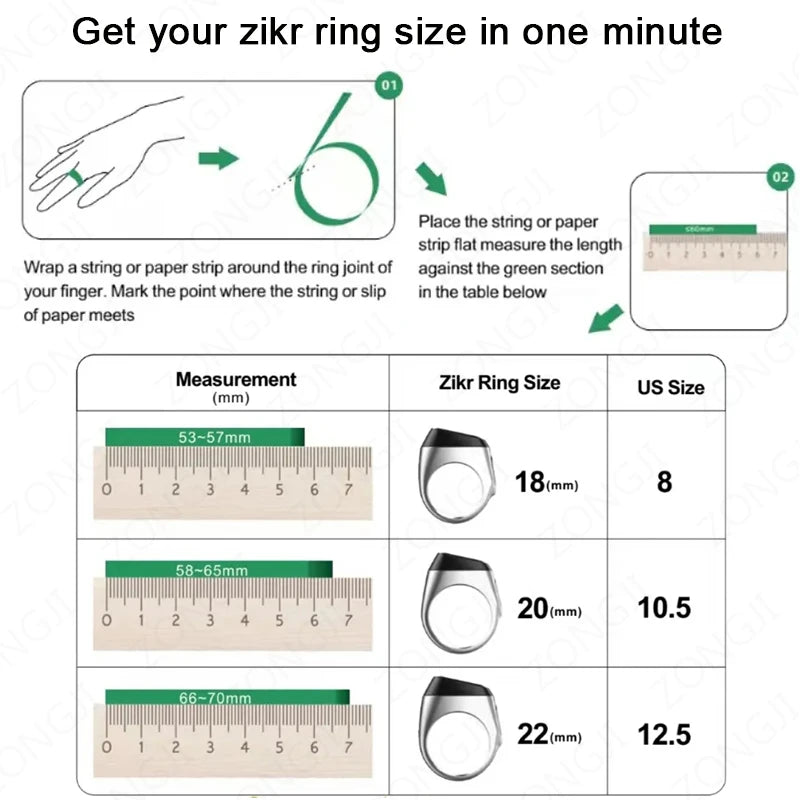 2025  Smart Zikr Ring Praise Tasbih Tally Electronic Digital Counte