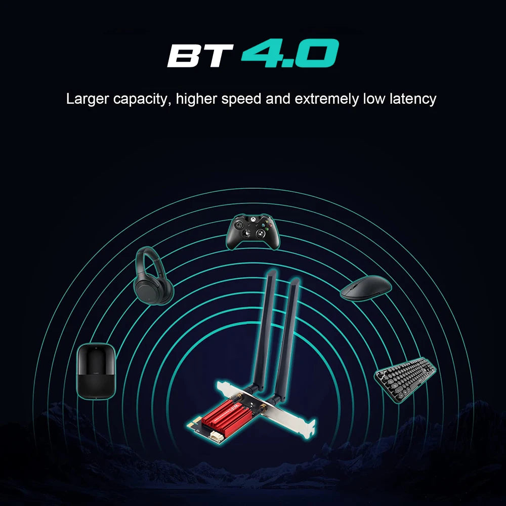 WiFi 5 PCI-E Wireless Adapter Network Card AC1200 Dual Band 2.4G/5GHz 802.11AC