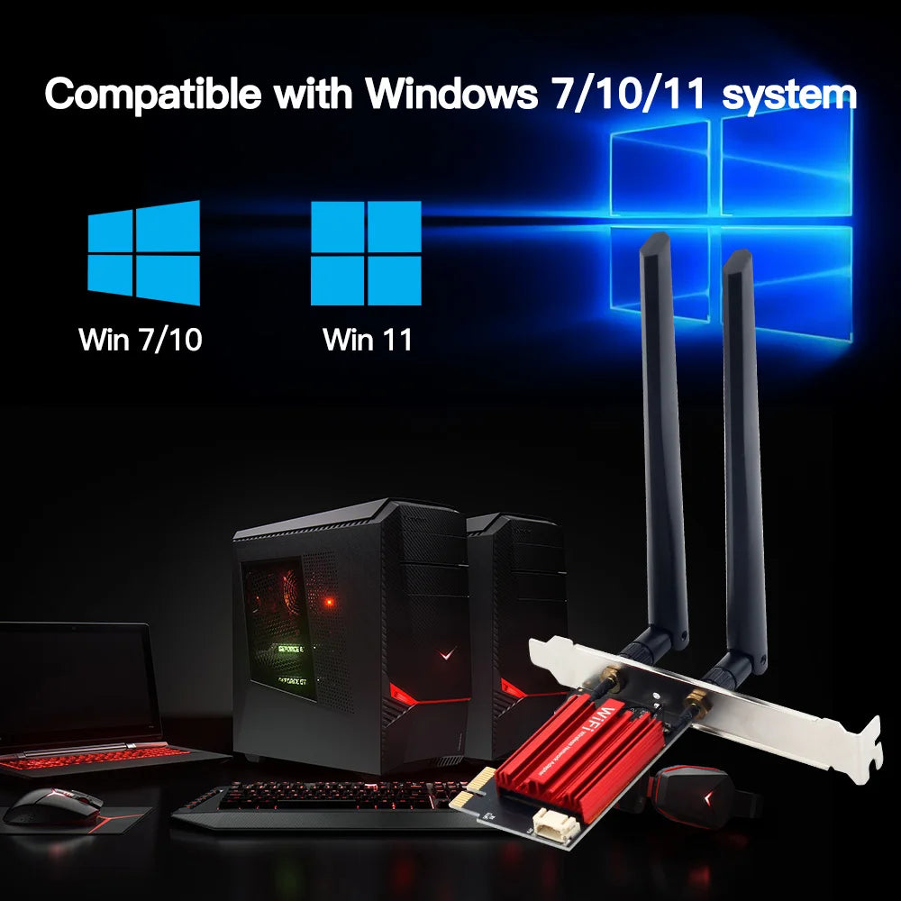 WiFi 5 PCI-E Wireless Adapter Network Card AC1200 Dual Band 2.4G/5GHz 802.11AC
