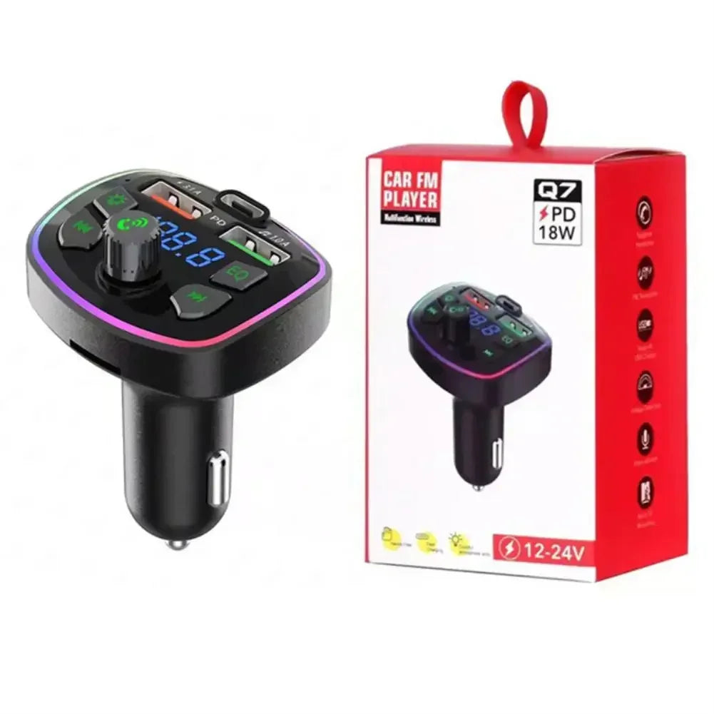 Car Bluetooth FM Transmitter - Dual USB PD Charging, Hands-Free Calling & Mp3
