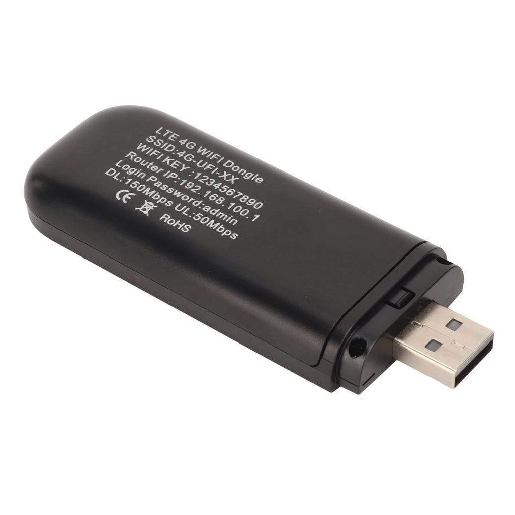 WiFi Router Black Stable Easy Connection USB Plug and Play 4G LTE Router for Hotspot Micro SIM Card Phone PC