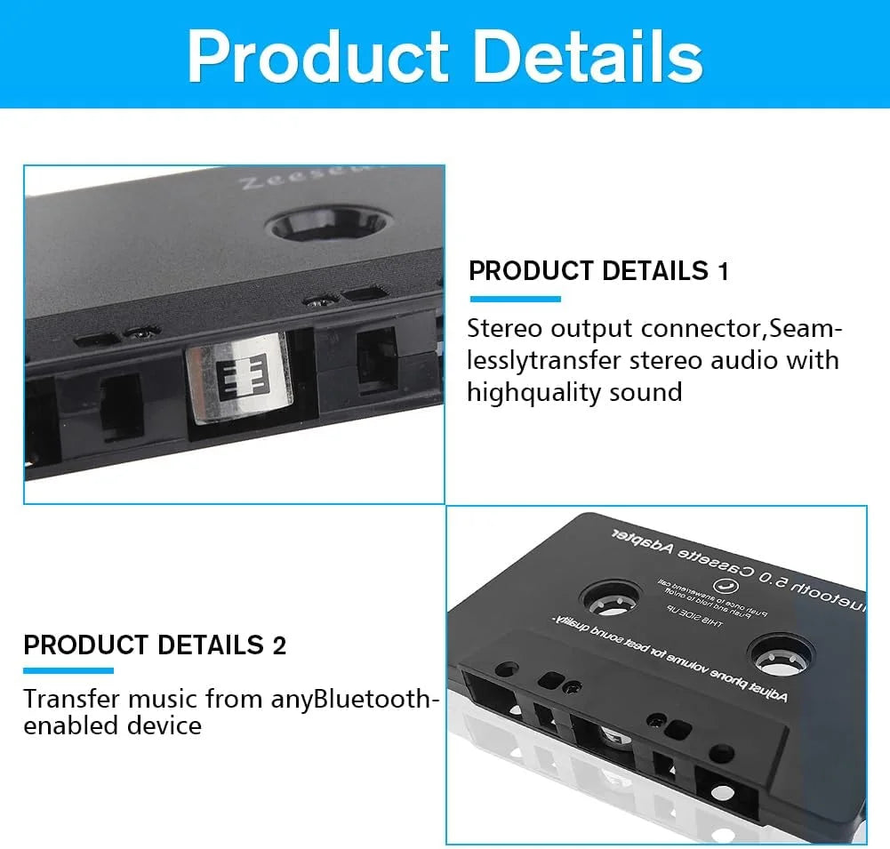 Bluetooth Car Audio Stereo Cassette Vehicle Bluetooth Tape Cassette Player Car MP3 Handsfree Phonebook