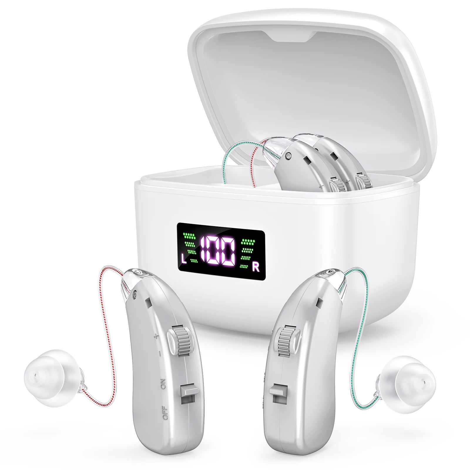 Digital hearing aid for the elderly rechargeable hearing aid for the deaf adjustable sound amplifier portable charging case