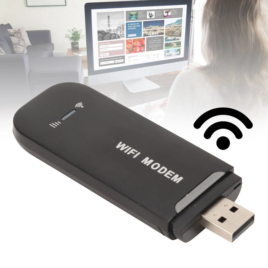 WiFi Router Black Stable Easy Connection USB Plug and Play 4G LTE Router for Hotspot Micro SIM Card Phone PC