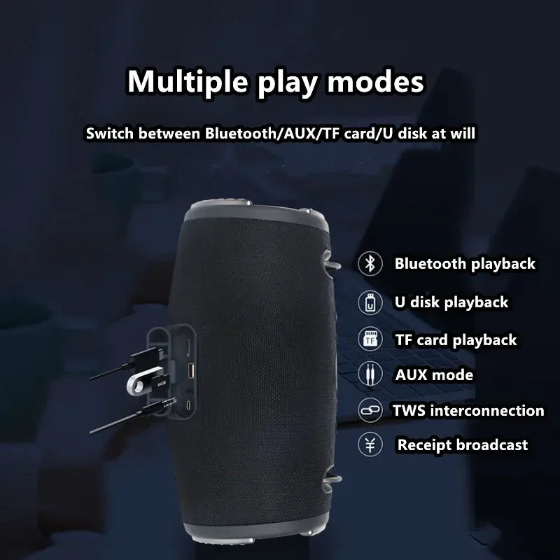 30W high power bluetooth speaker portable RGB colorful light waterproof wireless subwoofer 360 stereo surround