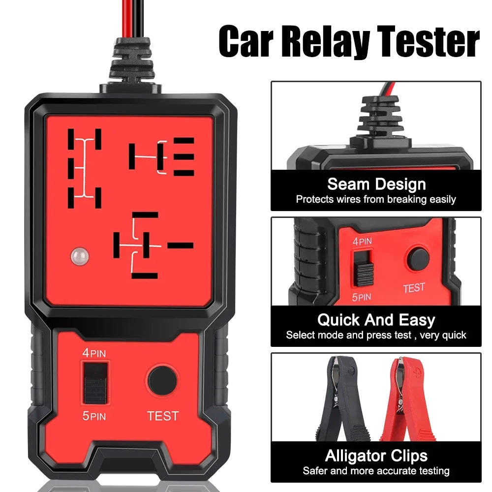 Car Relay Tester, Voltage Tester, Universal 12V Car Battery Checker, Automotive Electronic Relay Tester, DIY Tool, LED Indicator Light