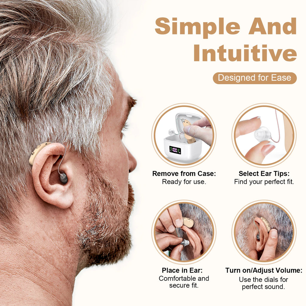 Digital hearing aid for the elderly rechargeable hearing aid for the deaf adjustable sound amplifier portable charging case
