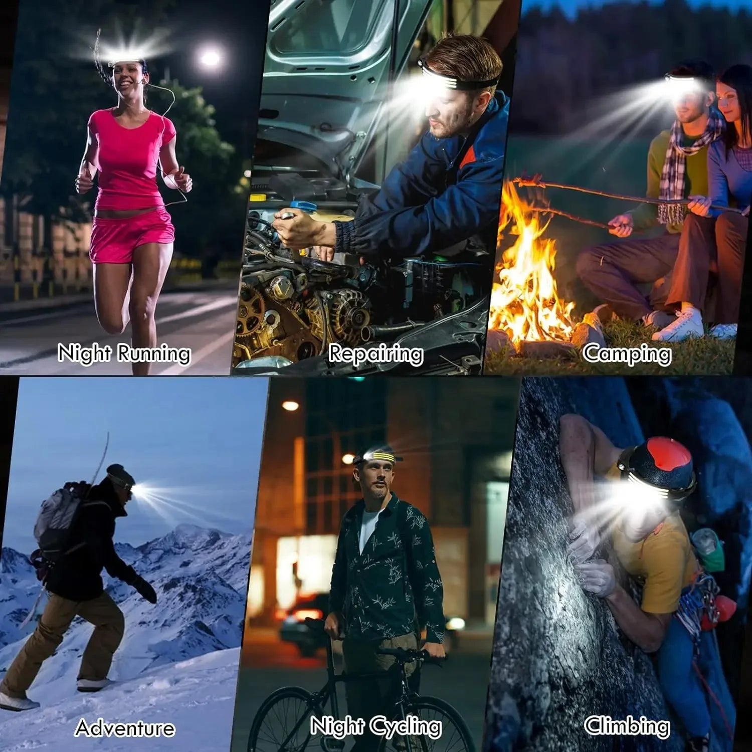 USB Rechargeable LED Induction Headlamp with Built-in Battery Head Flashlight Outdoor Camping Fishing Head Lantern