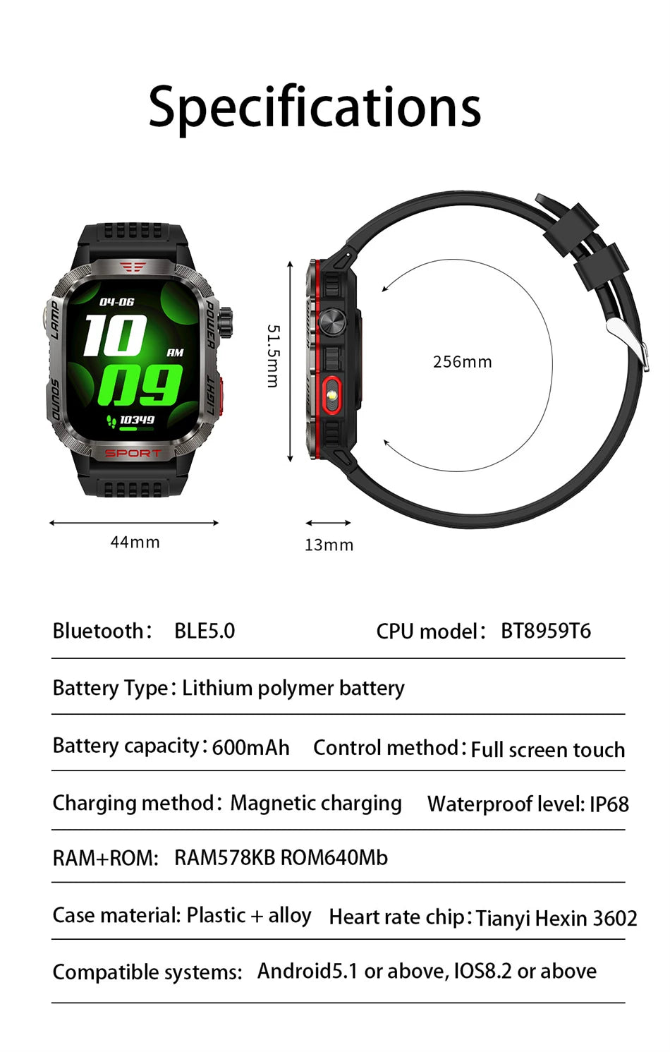 New GPS Smart Watch Men Flashlight Compass Waterproof 600mAh Battery Outdoor Sport Tracker Bluetooth Call Smartwatch