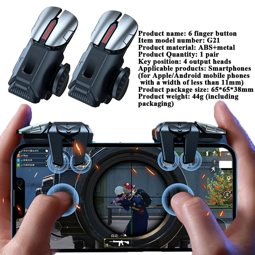 Mobile Phone Game Trigger Gamepad Joystick 6-Finger Aim Shooting L1 R1 Key Button Game Fingertips PUBG Game Controller