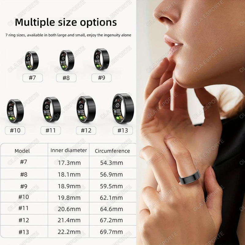 2026 Smart Ring Blood Pressure Heart Rate Sleep Monitoring Smartring IP68 & 5ATM Waterproof Multi-sport Mode Smartring Man Women