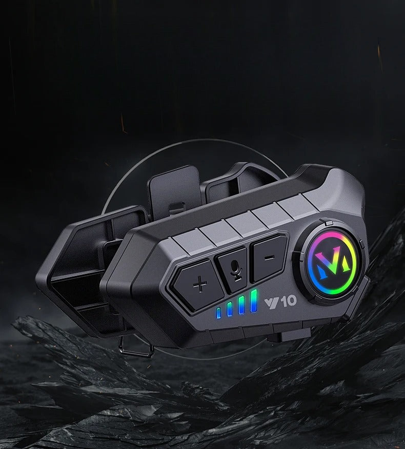 Y10 Motorcycle Helmet Headset Stereo Voice Control Bluetooth Hands Free Call  2000mAh With Ambient Light