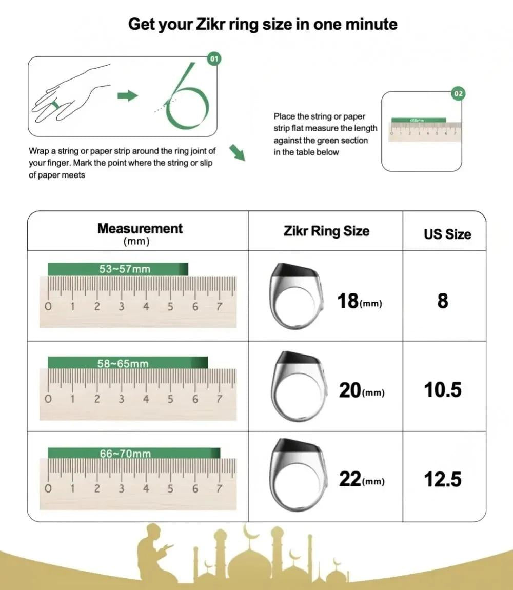 Tally Counter for Muslims Ring Digital Prayer Time Vibration Reminder Waterproof